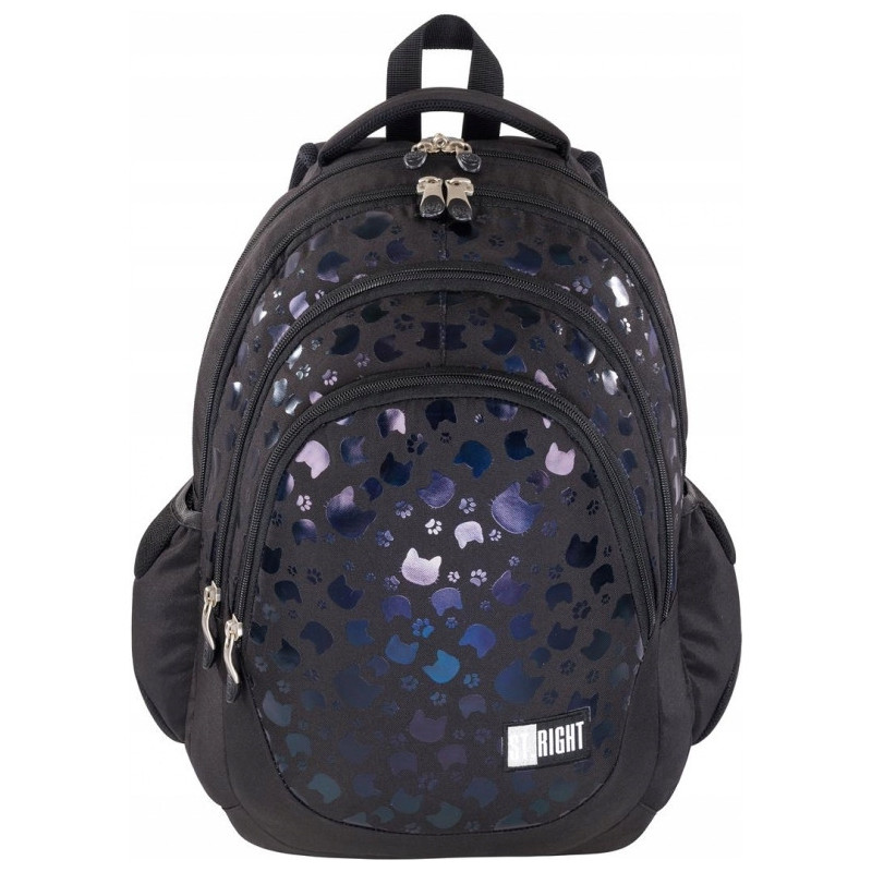 Plecak szkolny 4-komorowy Tornister młodzieżowy Black Cats BP-06 ST.RIGHT St.Majewski