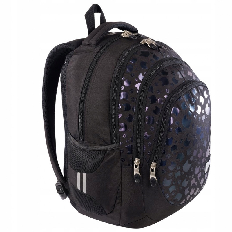 Plecak szkolny 4-komorowy Tornister młodzieżowy Black Cats BP-06 ST.RIGHT St.Majewski