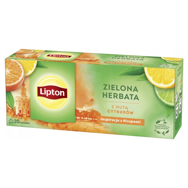 Herbata LIPTON (20 torebek) zielona z nutą cytrusów GREEN CITRUS