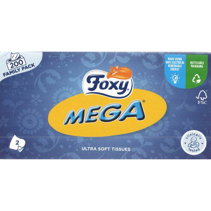 Chusteczki kosmetyczne FOXY Ultra miękkie (200 sztuk) 2 warstwy