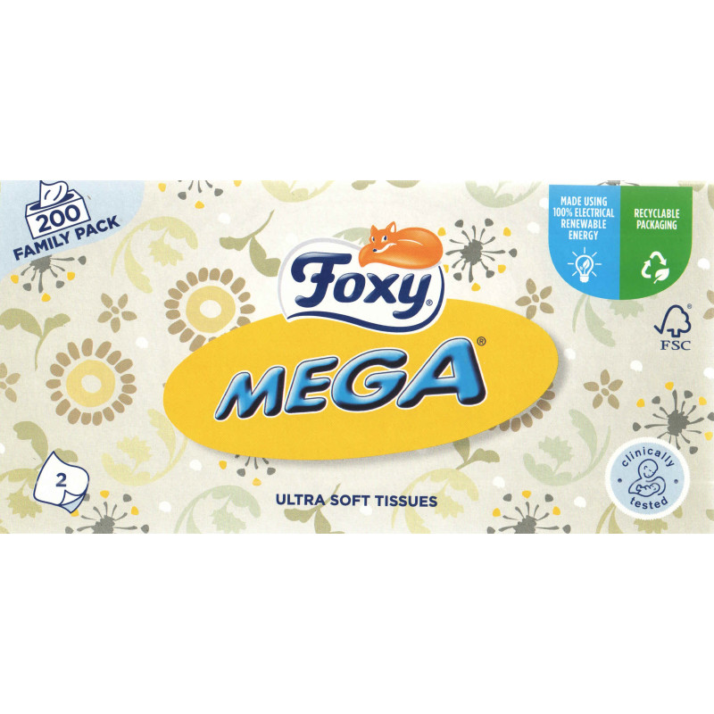 Chusteczki kosmetyczne FOXY Ultra miękkie (200 sztuk) 2 warstwy