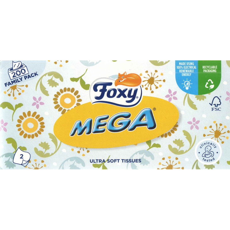 Chusteczki kosmetyczne FOXY Ultra miękkie (200 sztuk) 2 warstwy