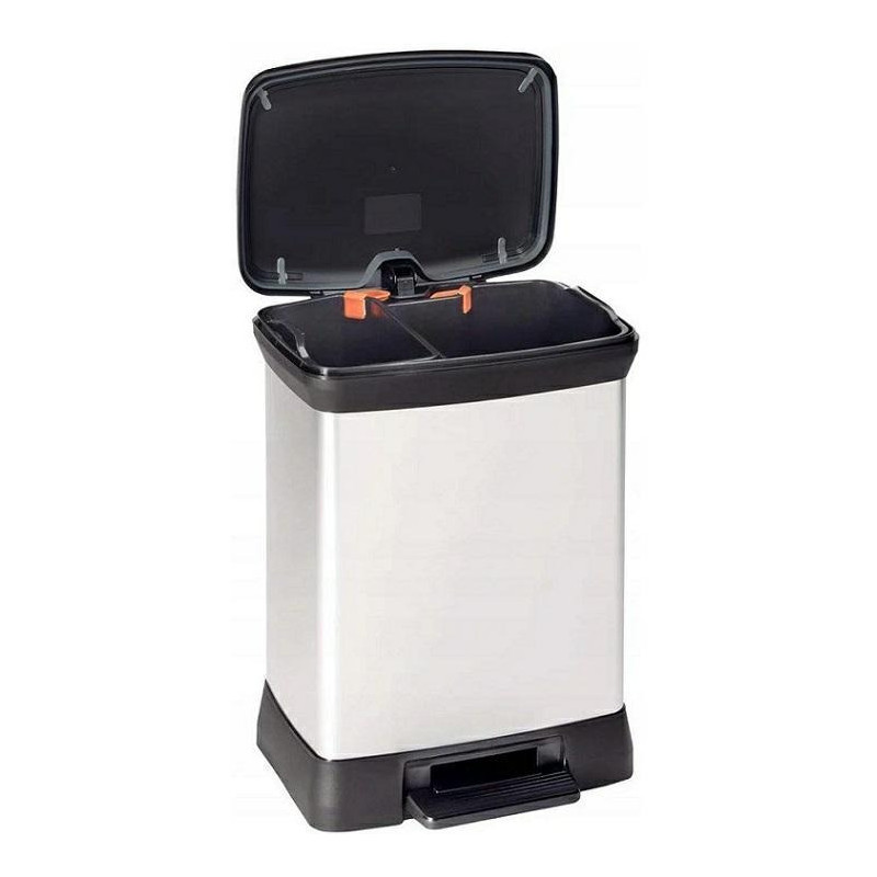 Kosz na śmieci CURVER DECO BIN z pedałem 10L+18L srebrny metalizowany 02165-582-00 203291