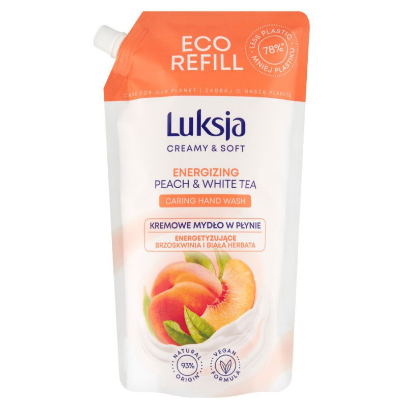 Mydło w płynie LUKSJA uzupełnienie 900ml BRZOSKWINIA I BIAŁA HERBATA