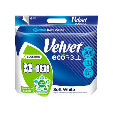 Papier toaletowy VELVET ECOROLL biały 3w. (4rol.)