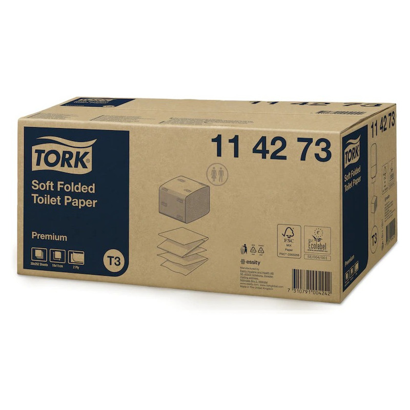 Papier toaletowy TORK T3 biały w składce 19x11cm 2 warstwy (30szt x 252 listki) 114273