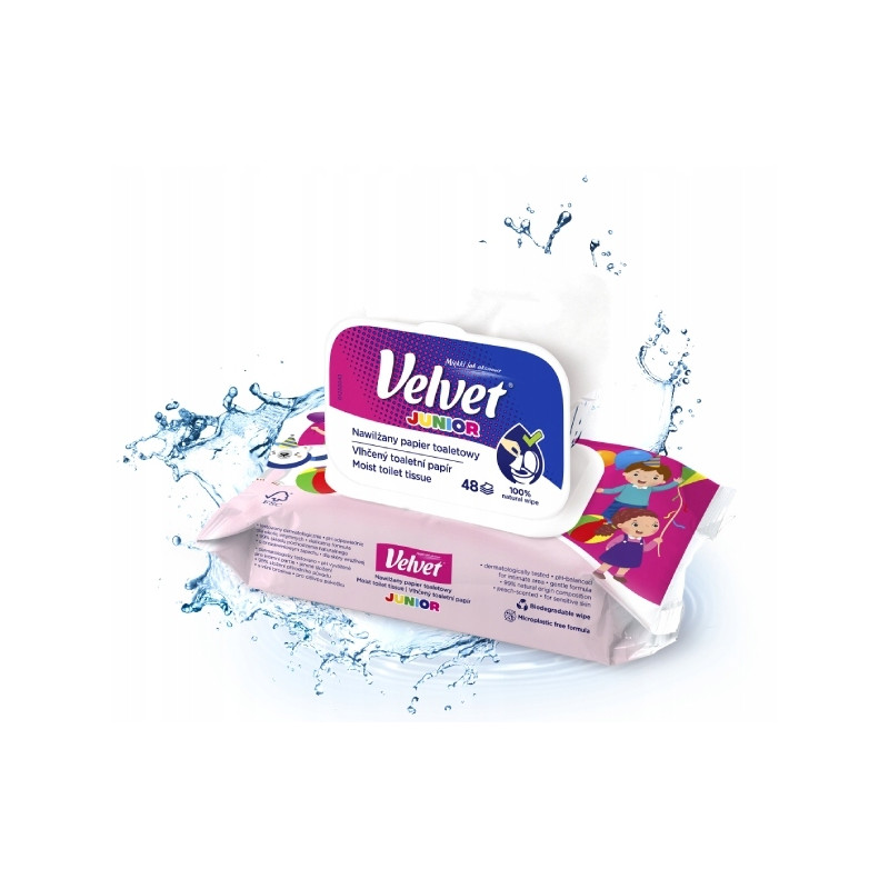 Papier toaletowy VELVET (48 listków) nawilżany Junior