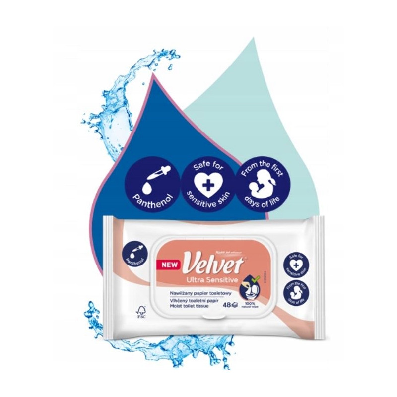 Papier toaletowy VELVET (48 listków) nawilżany Ultra Sensitive