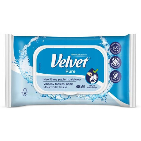Papier toaletowy VELVET (48 listków) nawilżany Pure