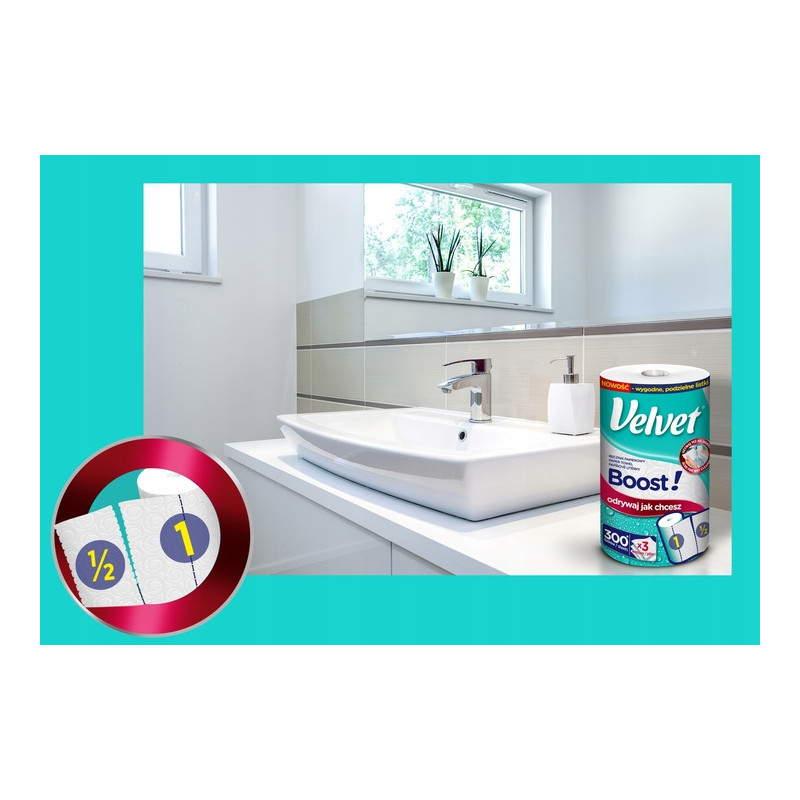 Ręcznik papierowy VELVET BOOST! Super Strong 300 listków 3 warstwy