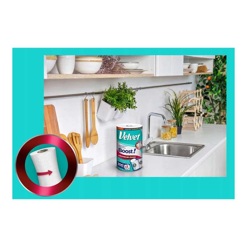 Ręcznik papierowy VELVET BOOST! Super Strong 300 listków 3 warstwy