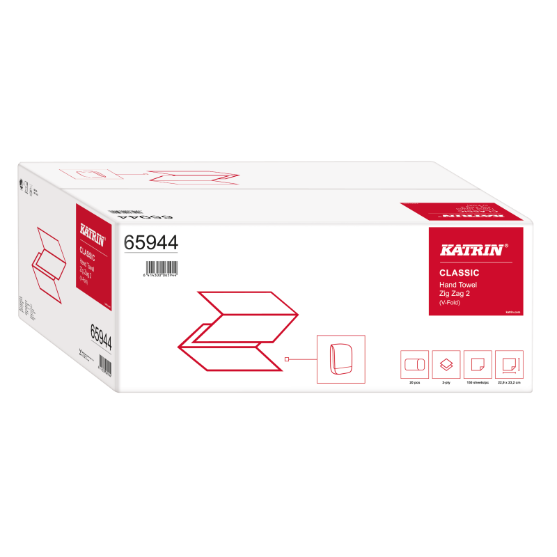 Ręcznik ZZ KATRIN biały 2w 20x150listków CLASSIC 65944/431468/36180 karton
