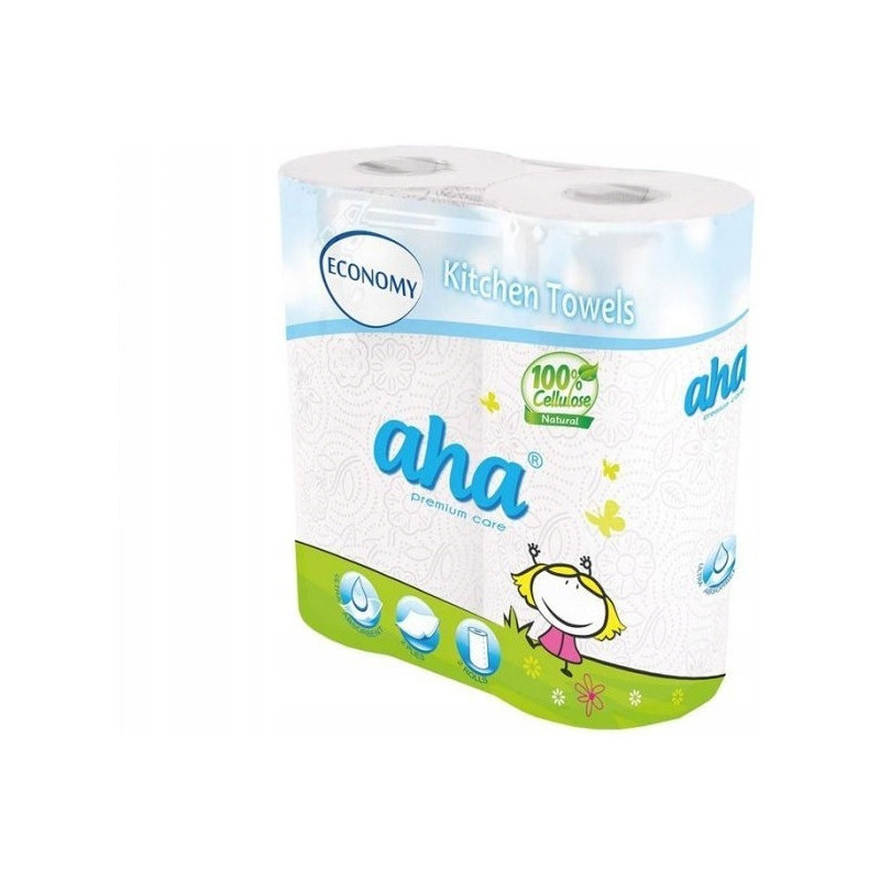 Ręcznik kuchenny (2 sztuki) AHA biały 2 warstwowy ECONOMY