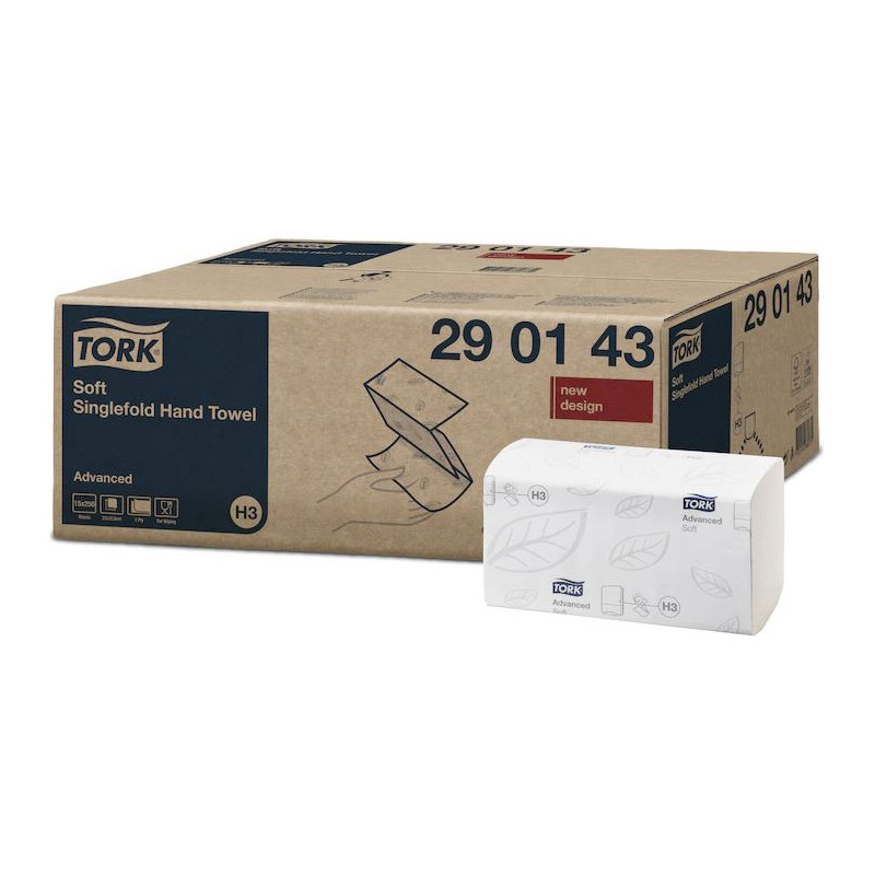 Ręcznik ZZ V-FOLD TORK H3 biały 23x22,6cm 2w 290143 Advanced celuloza (15x250)