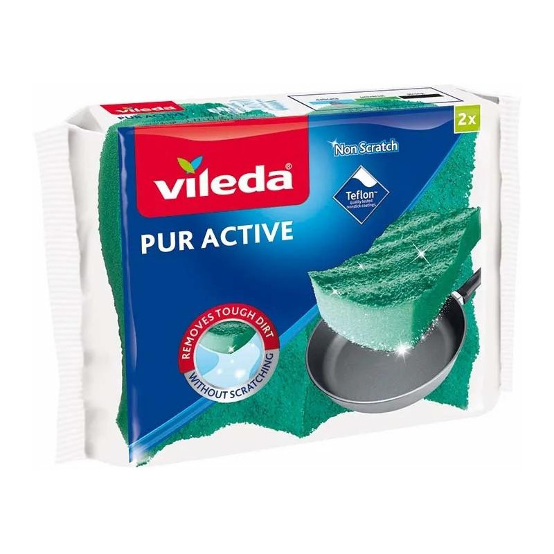Gąbka VILEDA PUR ACTIVE 7x15cm (2 sztuki) zielona 4031791