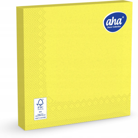 Serwetki dekoracyjne 33x33cm papierowe 20 sztuk 3 warstowe żółte AHA