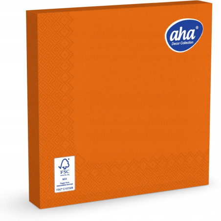 Serwetki dekoracyjne 33x33cm papierowe 20 sztuk 3 warstowe pomarańczowe AHA