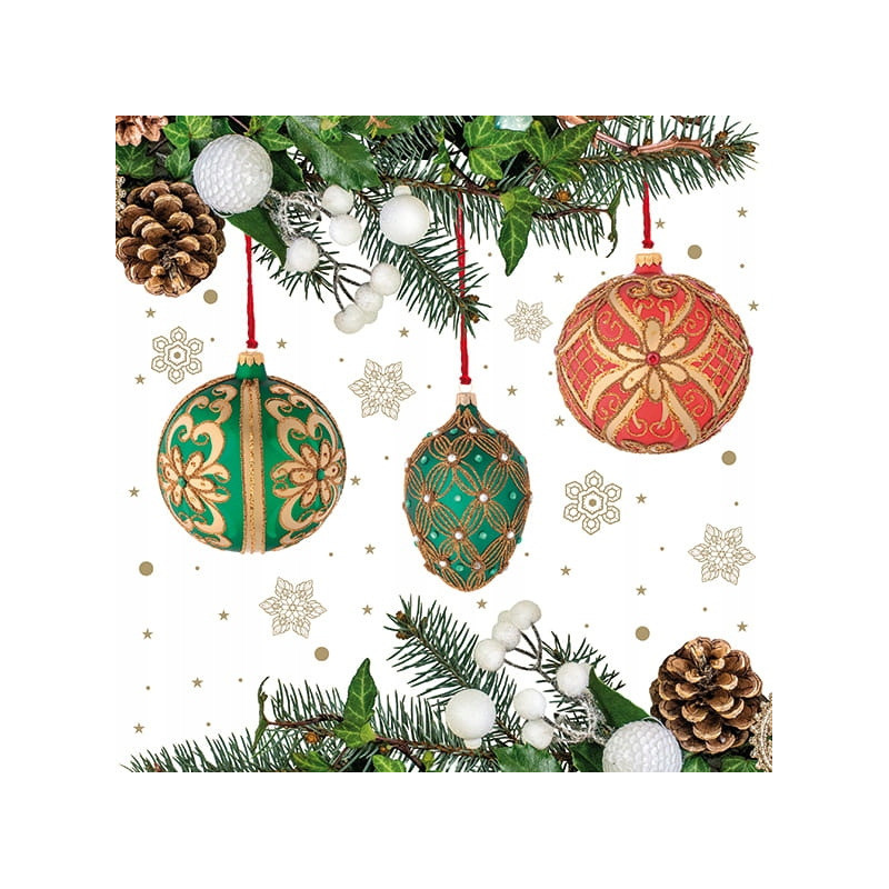 Serwetki świąteczne na Boże Narodzenie Święta 33x33cm papierowe 20 sztuk BN-113 AHA