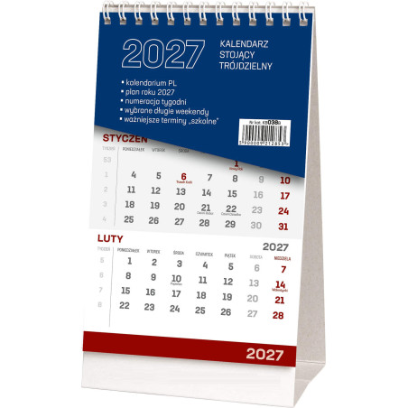 Kalendarz stojący trójdzielny 2027 KB038B Wokół Nas
