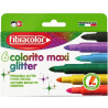 Flamastry brokatowe COLORITO MAXI GLITER 6kol. FIBRACOLOR