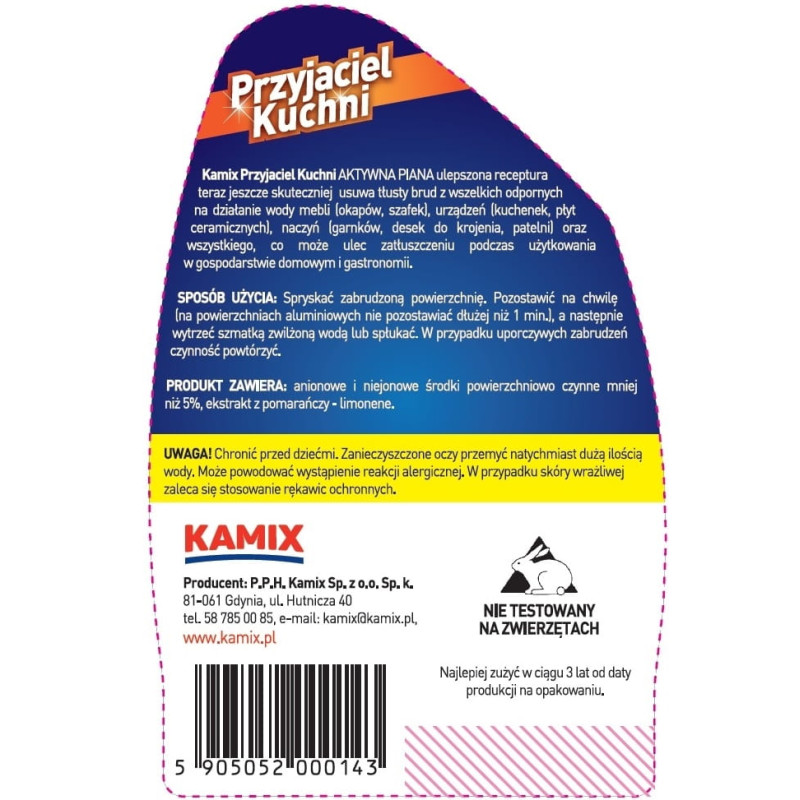 Aktywna piana KAMIX Przyjaciel Kuchni tłusty brud 500ml