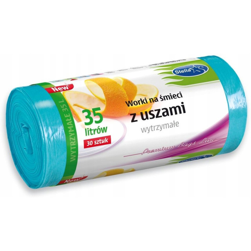 Worki na śmieci 35L z uszami wytrzymałe (30szt) niebieskie (HD-LD) STELLA ST1-WNS-9718V1