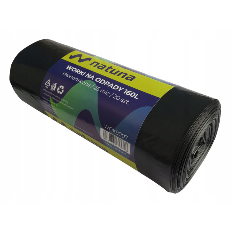 Worki na śmieci 160L 25mic LDPE ekonomiczne NATUNA (20szt)