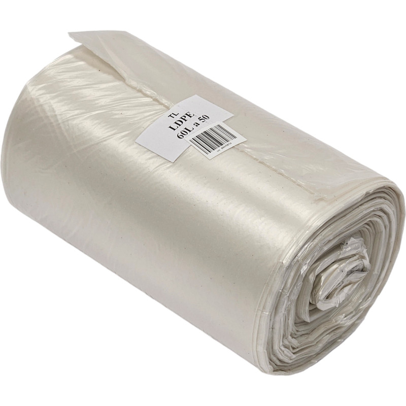 Worki na śmieci 60L LDPE (50szt) przezroczyste