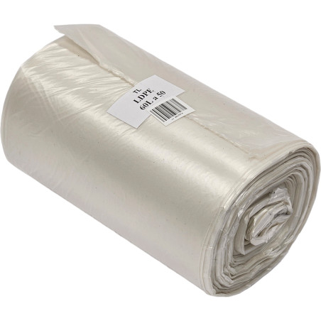 Worki na śmieci 60L LDPE (50szt) przezroczyste