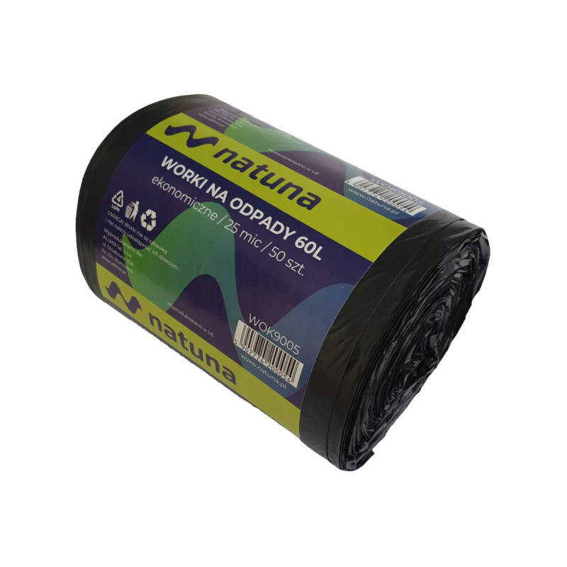 Worki na śmieci 60L 25mic LDPE ekonomiczne NATUNA (50szt)