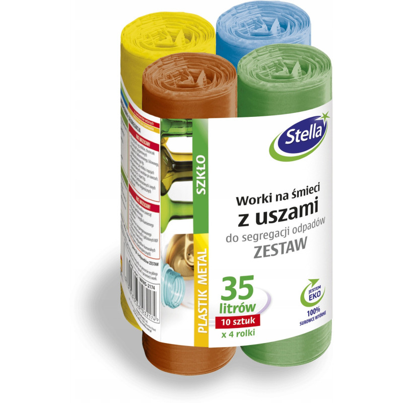 Worki z uszami do segregacji odpadów 35L zestaw 4x10szt WNS-2174V1