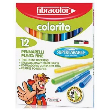 Flamastry COLORITO 12 kolorów FIBRACOLOR