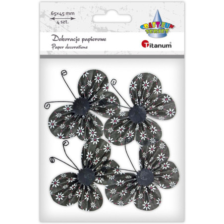 Motyle papierowe 3D (4szt.) 6,5x4,5cm 491118 TITANUM