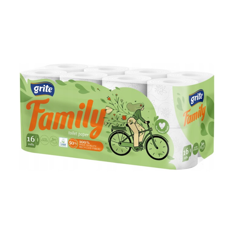 Papier toaletowy GRITE Family (16 rolek) 3 warstwy 145 listków