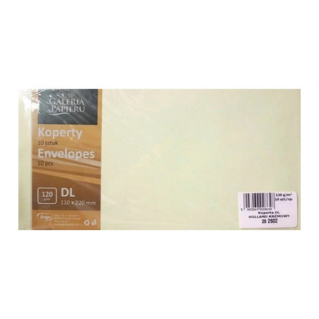 Koperta DL HOLLAND kremowy P 120g. (10szt.) 282602 Galeria Papieru