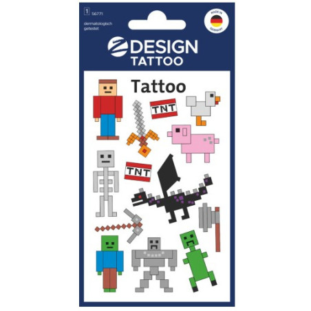 Naklejki tatuaże dla dzieci PIKSELE MINECRAFT 56771 Z-DESIGN KIDS TATTOO AVERY ZWECKFORM