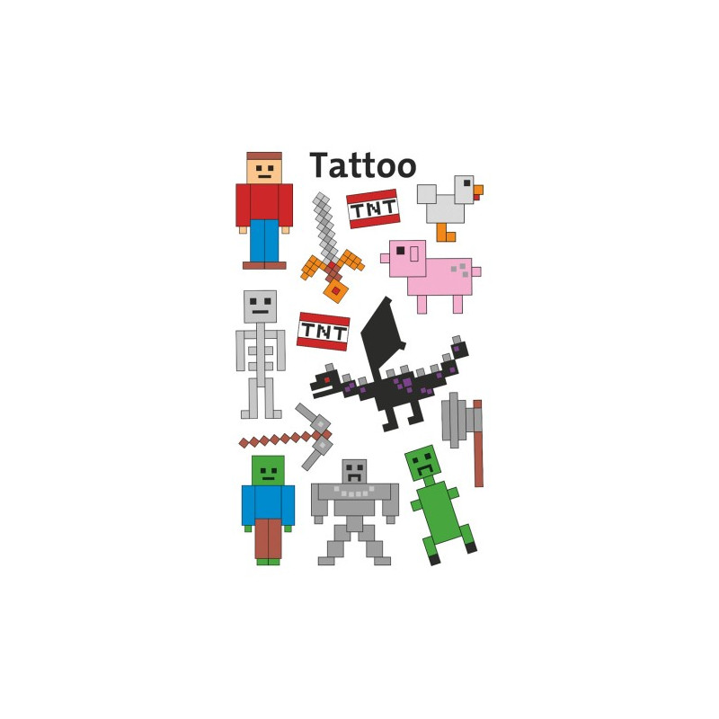 Naklejki tatuaże dla dzieci PIKSELE MINECRAFT 56771 Z-DESIGN KIDS TATTOO AVERY ZWECKFORM
