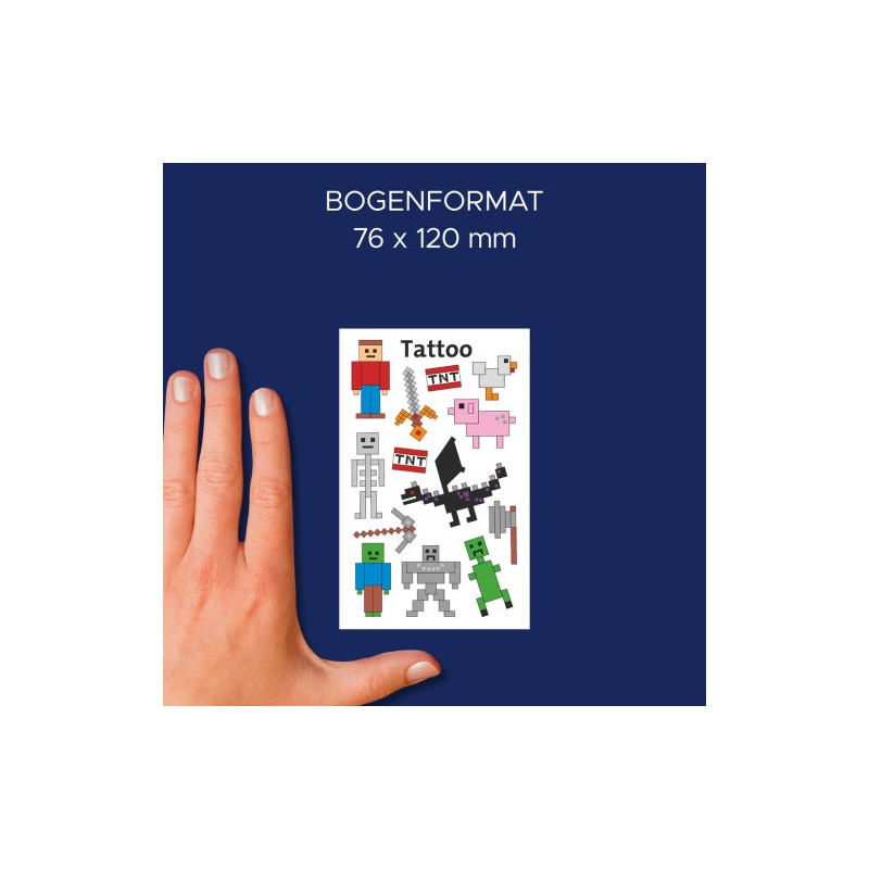 Naklejki tatuaże dla dzieci PIKSELE MINECRAFT 56771 Z-DESIGN KIDS TATTOO AVERY ZWECKFORM