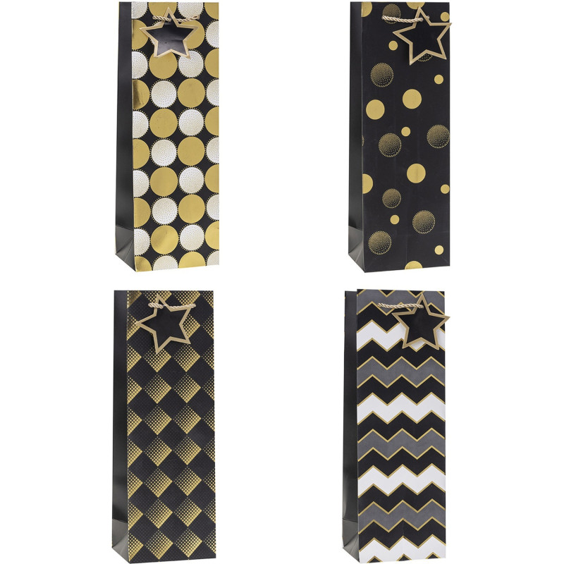 Torebka prezentowa 12x35x9cm na butelkę TBG-24215-BB-HS ROZETTE