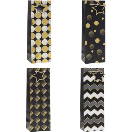 Torebka prezentowa 12x35x9cm na butelkę TBG-24215-BB-HS ROZETTE