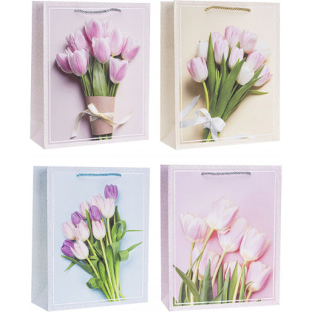 Torebka prezentowa 26x32x10cm tulipany TK-24023-GL-A4 ROZETTE