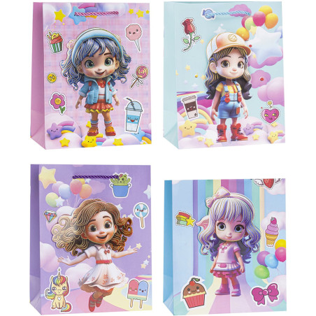 Torebka prezentowa 26x32x10cm dla dziewczynek TD-24081-3D-A4 ROZETTE