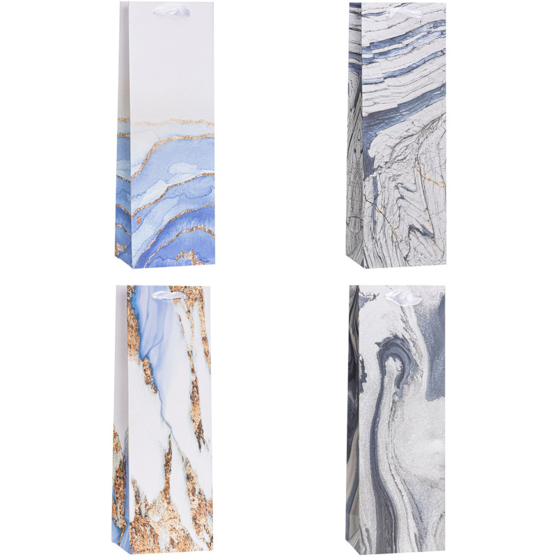 Torebka prezentowa 12x36x9cm na butelkę Lux TBG-24017-BB ROZETTE