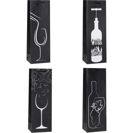 Torebka prezentowa 12x36x9cm na butelkę Lux TBF-24073-BB ROZETTE