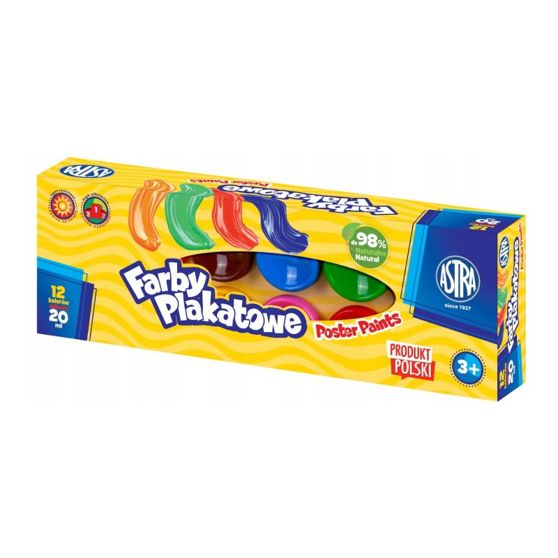 Farby plakatowe 12 kolorów 20ml Standard Box EP 301121002 ASTRA
