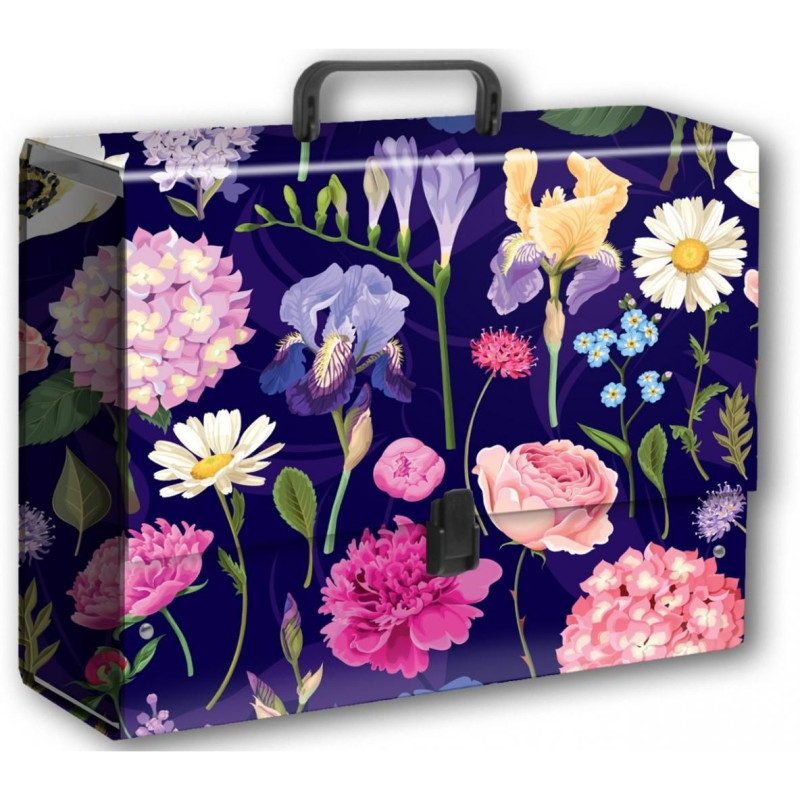 Teczka z rączką B4 Jumbo Hortensje na ciemnym tle, folia mat nie rysująca TT9403 PENMATE