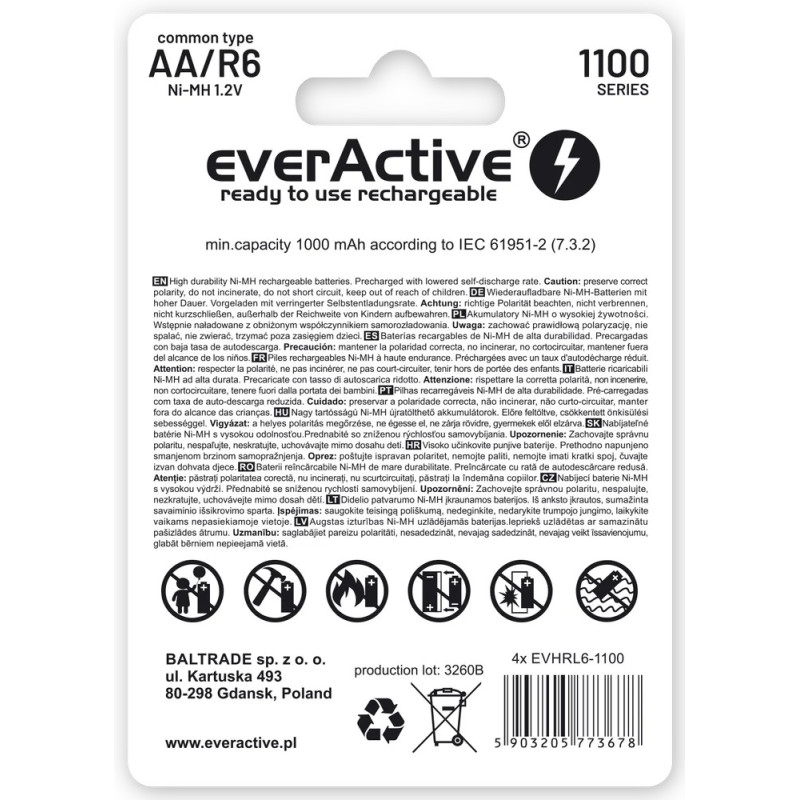 Akumulatorek EVERACTIVE Infinity Line AA/HR6 1100mAh (4szt)
