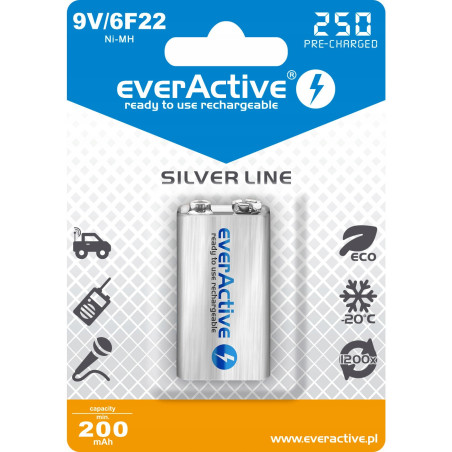 Akumulatorek EVERACTIVE Silver Line 9V/HR22/6F22 250mAh