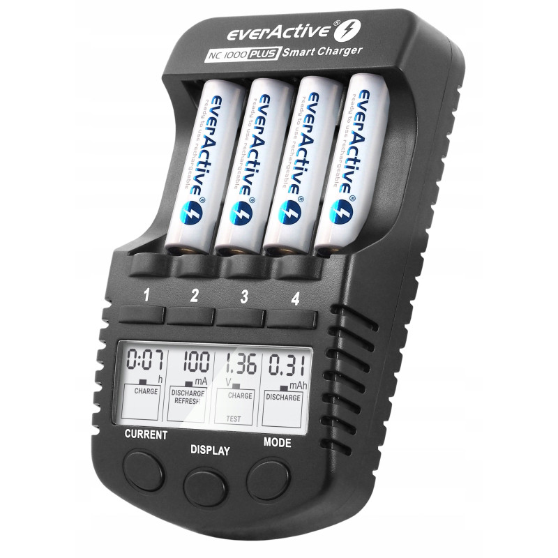Ładowarka do akumulatorków Ni-MH EVERACTIVE AA/AAA NC-1000 Plus 4 kanały