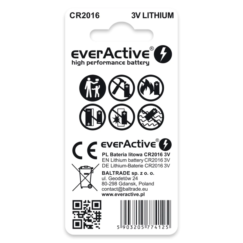 Bateria EVERACTIVE CR2016 litowa blister (2szt)